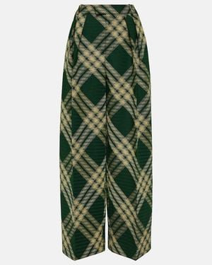 Burberry Check Palazzo Pants - Green