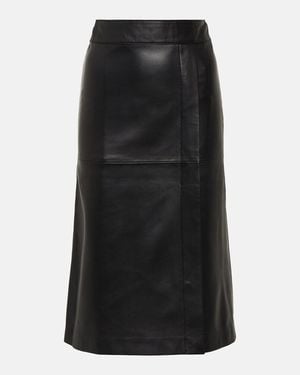 JOSEPH Sevres Leather Midi Skirt - Black