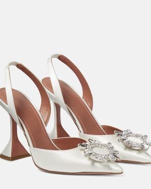 AMINA MUADDI Begum Satin Slingback Pumps - White