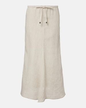 Brunello Cucinelli Monili Linen Maxi Skirt - Natural