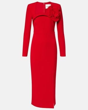 Roland Mouret Floral-Applique Crepe Midi Dress - Red