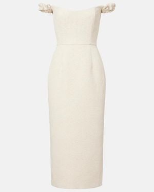 Markarian Bridal Amina Wool-Blend Jacquard Midi Dress - Natural
