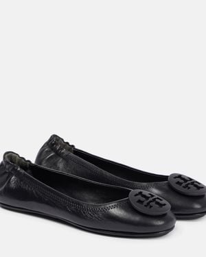 Tory Burch Minnie Leather Ballet Flats - Black