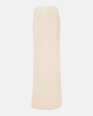 AYA MUSE Castu Ribbed-Knit Cotton-Blend Maxi Skirt - White