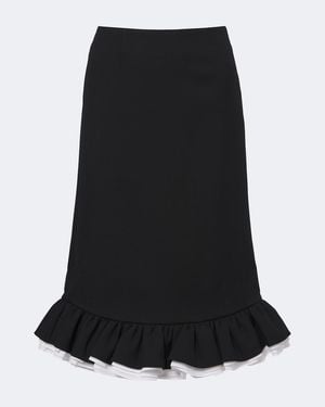 ShuShu/Tong Ruffled Wool And Silk Midi Skirt - Black