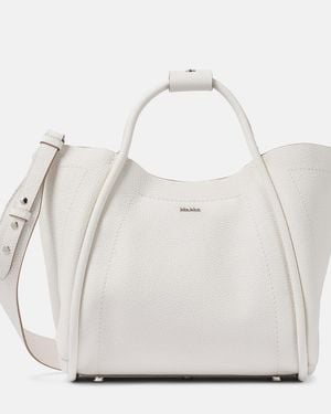 Max Mara Marine Small Leather Tote Bag - White