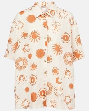 Asceno Montauk Linen And Cotton Bowling Shirt - White