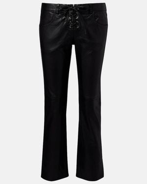 Isabel Marant Vanel Leather Straight Trousers - Black