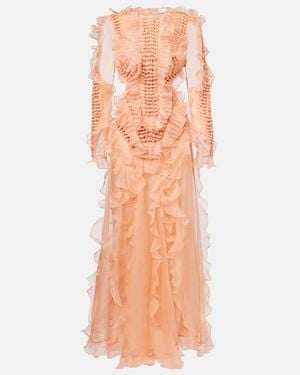 Zimmermann Balance Ruffled Silk Organza Maxi Dress - Orange