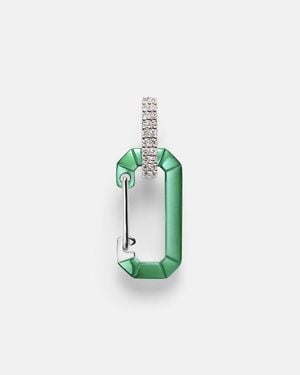 Eera Pendiente Individual Chiara De Oro Blanco De 18 Ct Con Diamantes - Verde