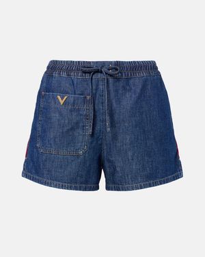 Valentino Vgold Denim Shorts - Blue