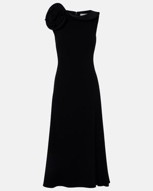 Roland Mouret Midikleid Aus Crepe Mit Floraler Applikation - Schwarz