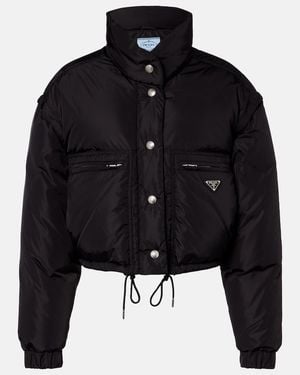 Prada Re-Nylon Cropped Down Jacket - Black