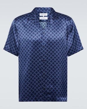 Frescobol Carioca Roberto Silk Bowling Shirt - Blue