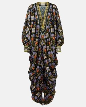 ALÉMAIS Cece Floral Silk Kaftan - Black