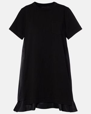 Sacai Ruffled Cotton Minidress - Black