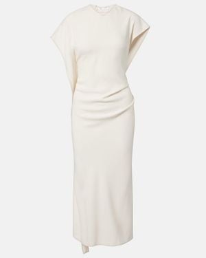 Victoria Beckham Victoria Draped Crepe Satin Midi Dress - White