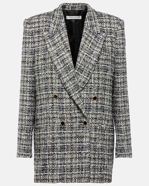 Alessandra Rich Wool Lame Tweed Blazer - Black