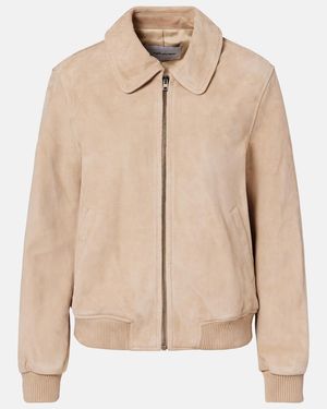 Yves Salomon Suede Bomber Jacket - Natural