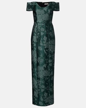 Emilia Wickstead Aislinn Floral Cloque Bustier Gown - Green