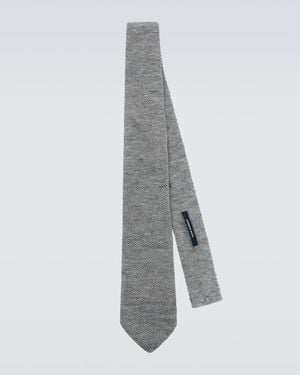 Thom Sweeney Knitted Linen Tie - Grey