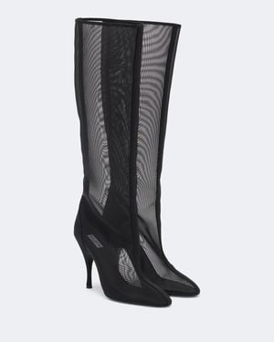 Alaïa Mesh Knee-High Boots - Black