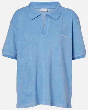 Hunza G Logo Cotton Terry Polo Shirt - Blue