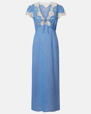 RIXO London Amari Floral Lace-Trimmed Midi Dress - Blue