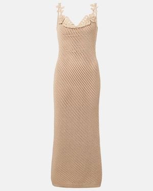 Elie Saab Floral-Applique Mesh Gown - Natural