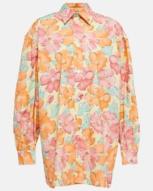 Plan C Floral Cotton Shirt - Orange