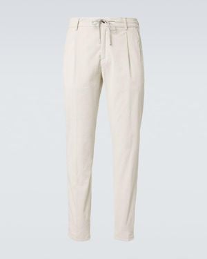 Eleventy Cotton And Cashmere Corduroy Straight Pants - Natural