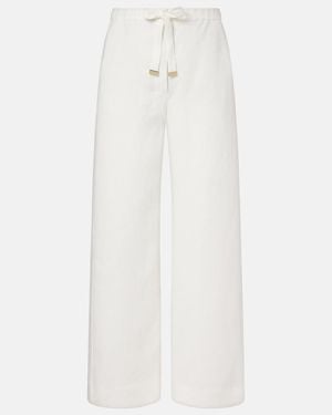 Max Mara Amedea Linen Wide-Leg Trousers - White