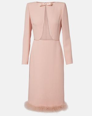 Valentino Cady Couture Feather-Trimmed Midi Dress - Pink