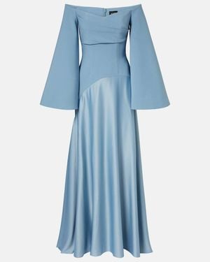 Solace London Rina Crepe And Satin Gown - Blue