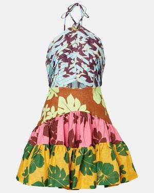 ALÉMAIS Poppy Printed Halterneck Minidress - Green