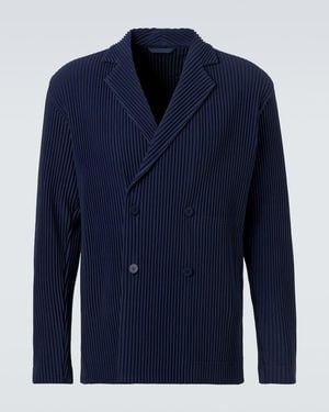 Homme Plissé Issey Miyake Tailored Pleats 1 Double-Breasted Blazer - Blue