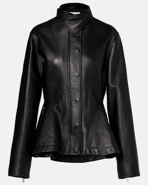 Alaïa Peplum Leather Jacket - Black