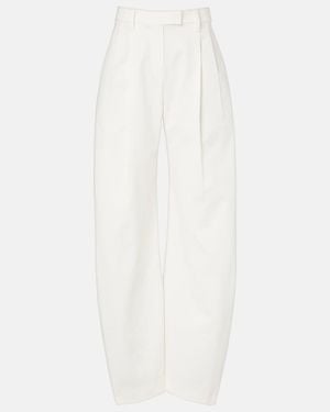 Brunello Cucinelli Cotton Barrel-Leg Trousers - White