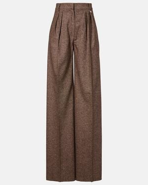 Max Mara Brava Wool And Silk-Blend Wide-Leg Pants - Brown