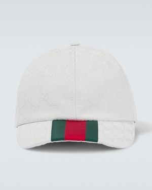 Gucci Web Stripe Gg Canvas Baseball Cap - White