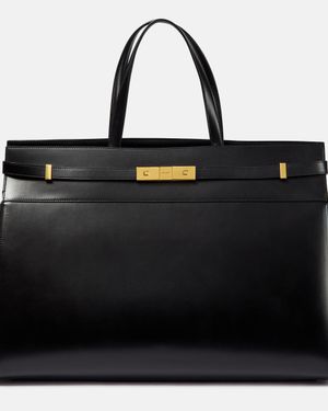 Saint Laurent Manhattan Large Leather Tote Bag - Black