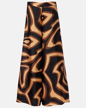 PUCCI Labirinto Silk Satin Wide-Leg Pants - Black