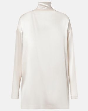 Phoebe Philo Silk-Blend Satin Blouse - White