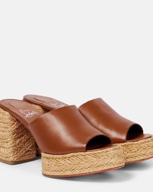 Christian Louboutin Calakala 85 Leather Platform Mules - Brown