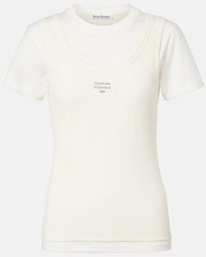 Acne Studios Layered Logo Cotton-Blend T-Shirt - White