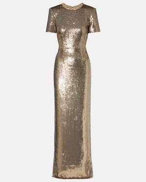 Roland Mouret Crystal-Embellished Sequined Gown - Natural