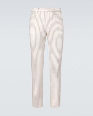 Tom Ford Dyllan Pinstripe Wool And Silk Suit Trousers - White