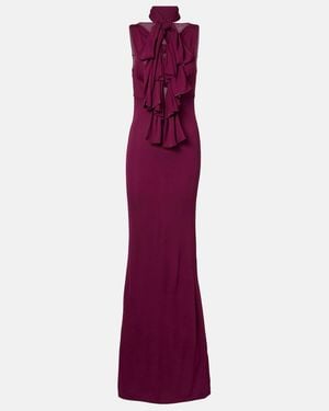 Alaïa Bow-Detail Halterneck Jersey Gown - Purple