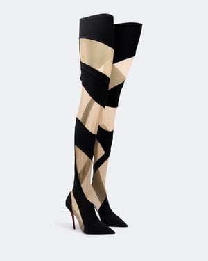 Christian Louboutin Zeetozee Mesh-Paneled Over-The-Knee Boots - Black