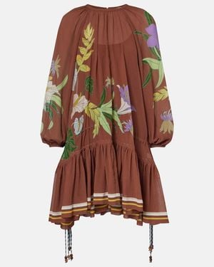 ALÉMAIS Alfie Gathered Cotton And Silk Minidress - Brown